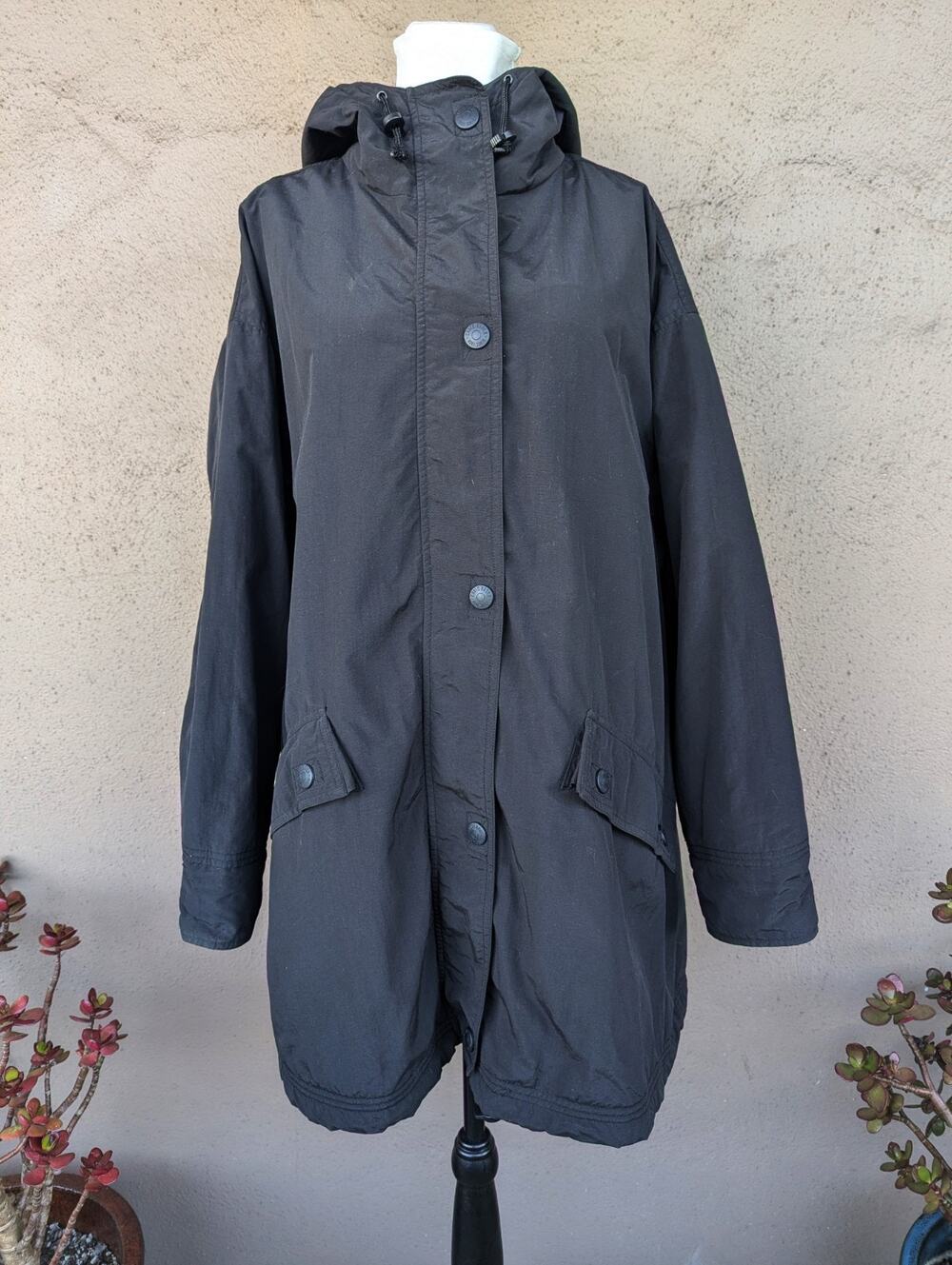 💜Vintage Eddie Bauer Black Fleece-Lined Hooded Parka XXL